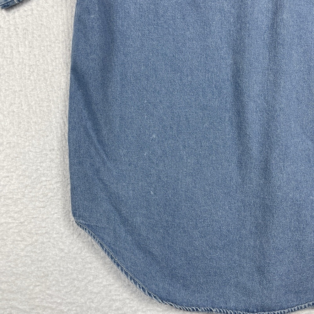 Quizz Again Denim Shirt Womens Medium Blue Embroidered‎ 90s Safari Animals - Picture 12 of 13